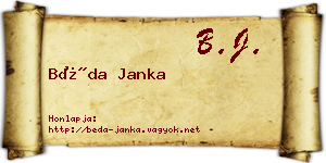 Béda Janka névjegykártya